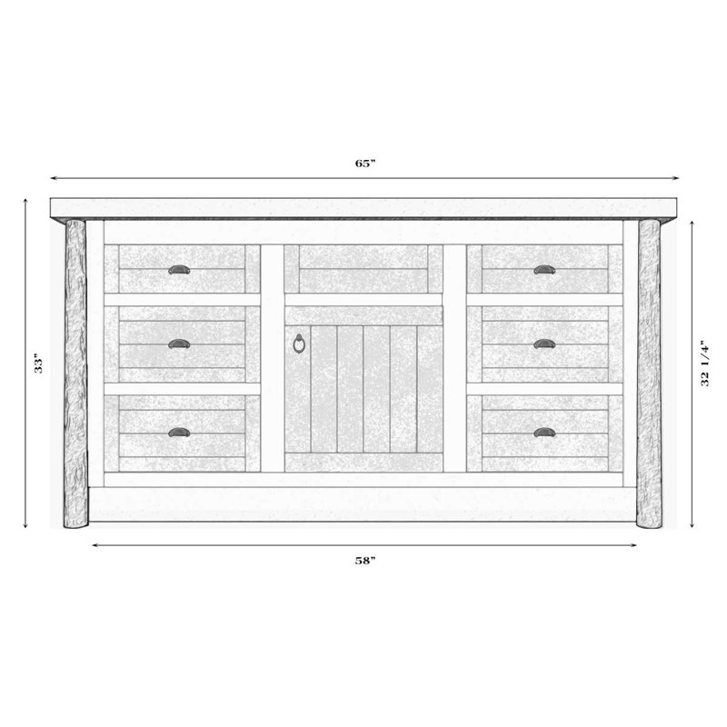Meuble-lavabo Fireside Lodge Barnwood - 5 pieds - sans comptoir - lavabo droit, Droite, Avec dessus standard