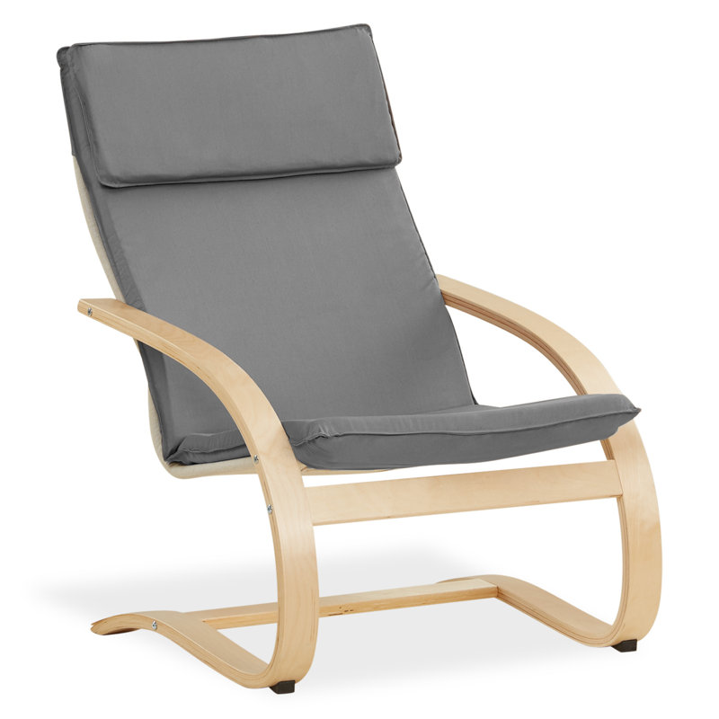 Ashanta Solid Wood Rocking Chair, Grey/Brown/Blue