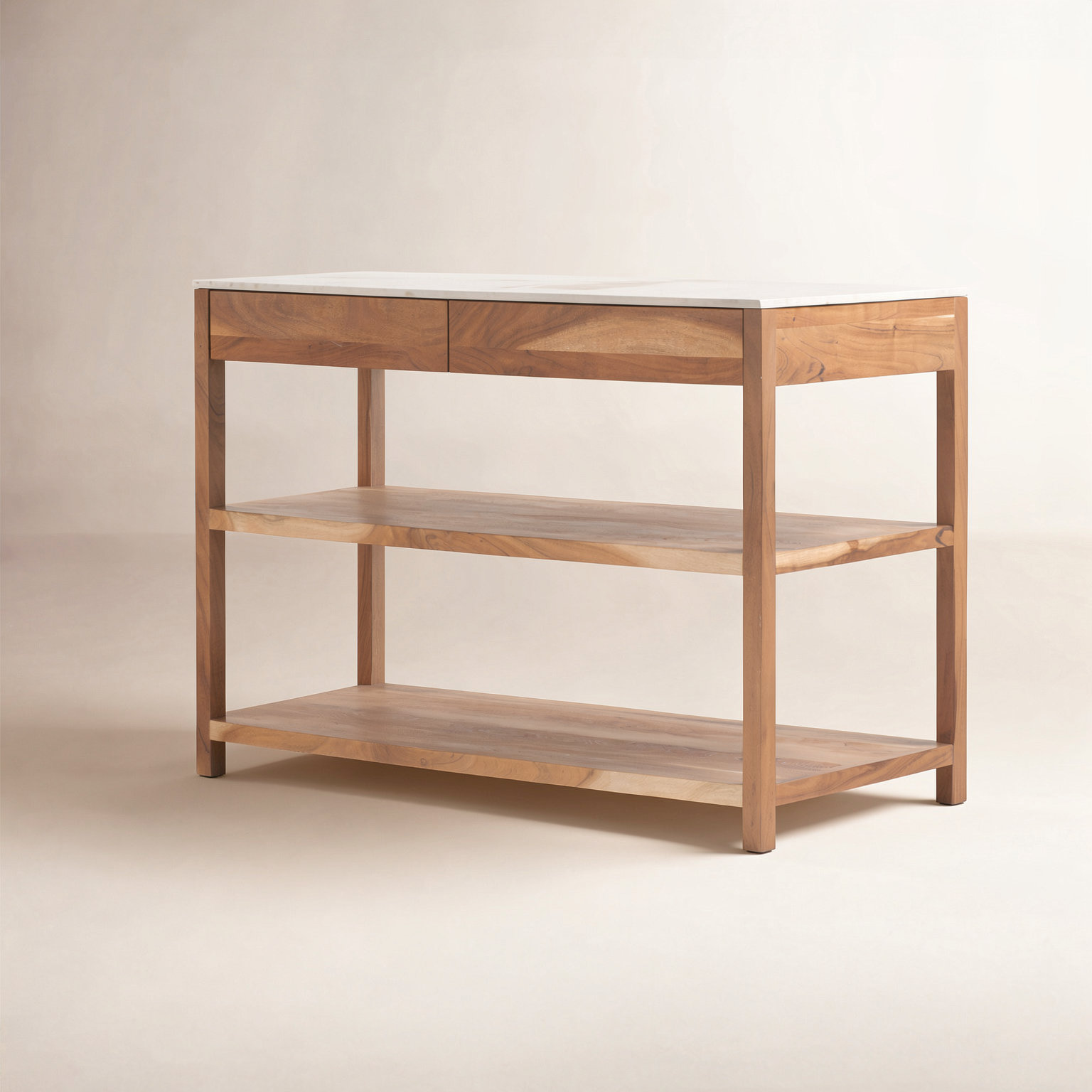 Alida Marble Top Prep Table, Smoked Acacia