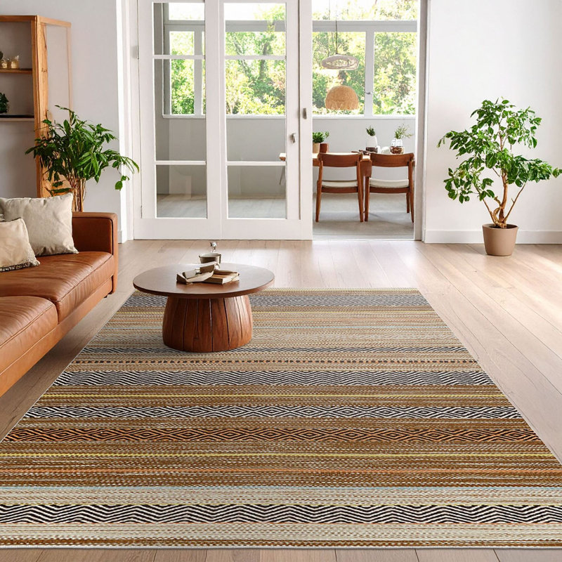 Soft & Durable Area Rug, 5.2 x 7.5 Feet, 100% Polyester, 650 g/m², 0.3 in Pile Height | Non-Slip PVC Dot Underside | Machine Washable, 3D Digital Print | Perfect for Living Room, Bedroom & Office Decor