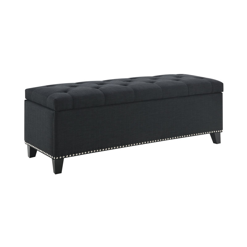 Repose-pieds avec rangement, banc de rangement, repose-pieds pour le salon, entrée, couloir, repose-pieds, Noir