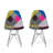 Patchwork Accent Chair Bohemian Style Fabric? Chair With Chromed Legs Geometric Pattern Chair, 18"D X 21"W X 32"H, Set Of 2