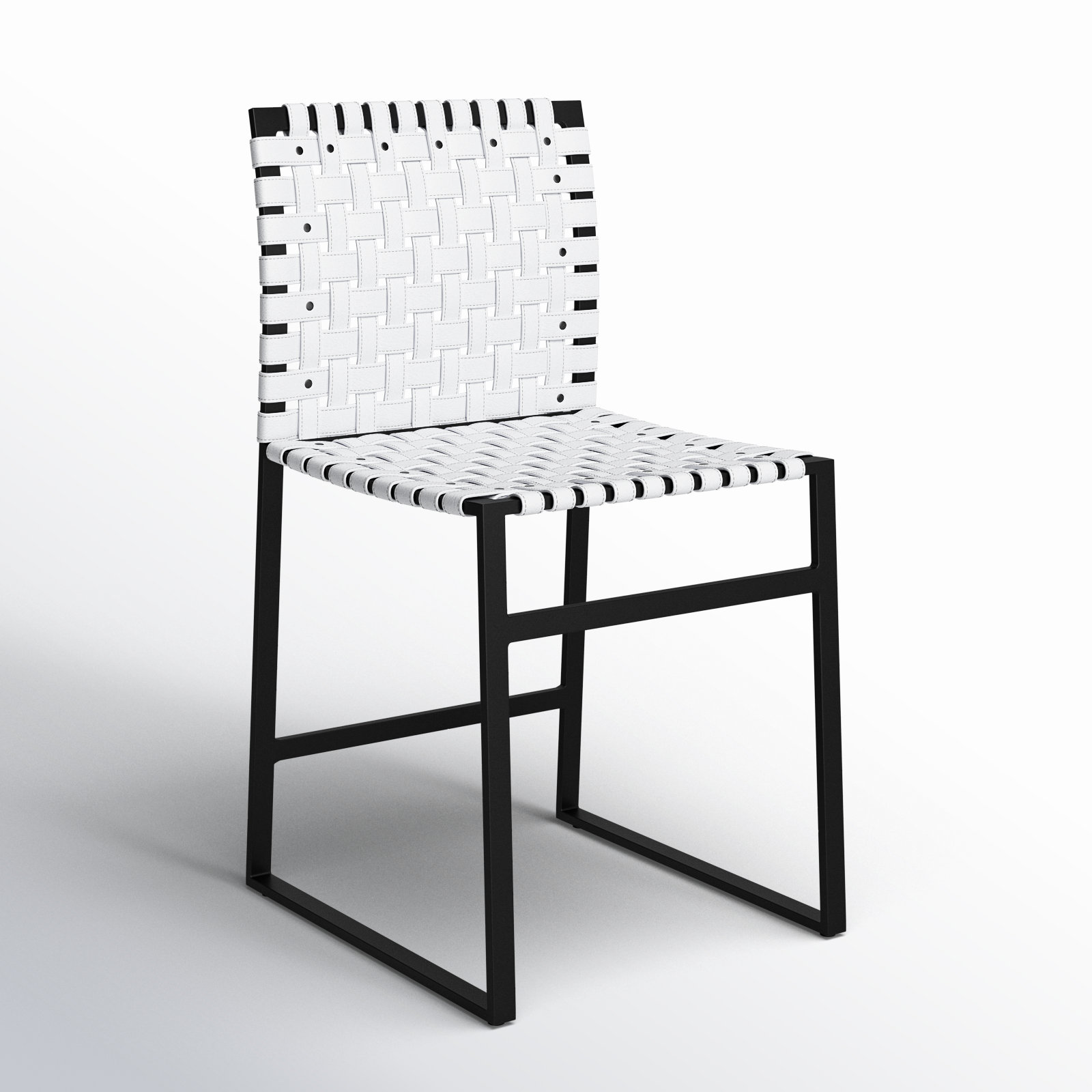Augusta Genuine Leather Dining Chair, White/Black