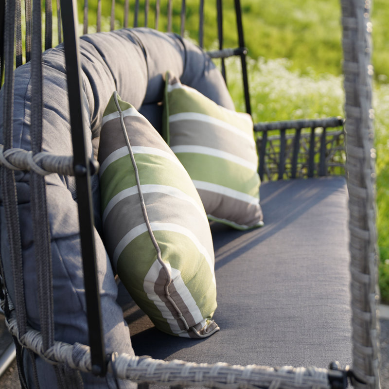 2 Person Wicker Swing Chair with Cushions