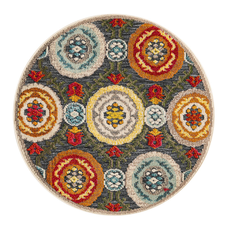 Bungalow Rose Oualida Caimin Indoor/Outdoor Area Rug, Round 3'1"