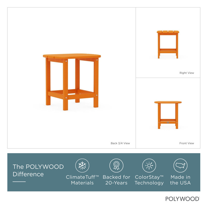 POLYWOOD South Beach 18" Side Table, Tangerine