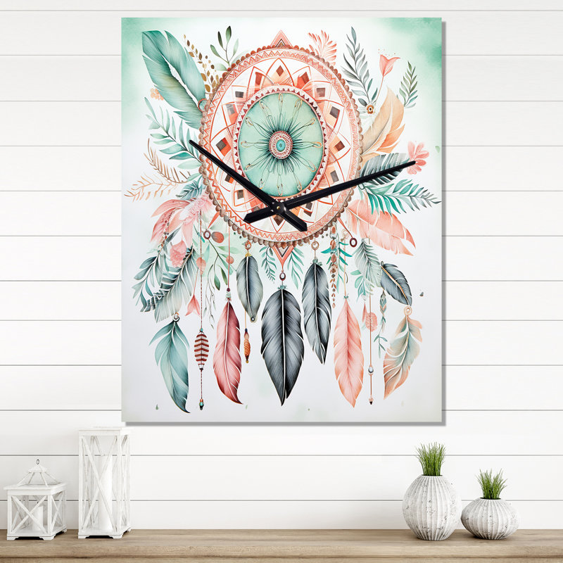 Horloge murale pastel Boho Dreamcatcher I - Dream Catcher, Très grand