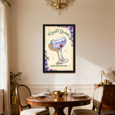 Food & Beverage Flight Glass Cocktail With Cherry And Flowers