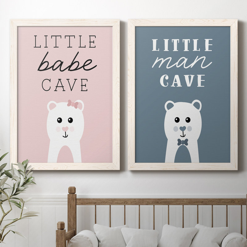 «Little Babe Cave», ensemble de 2 impressions, Toile blanche encadrée, Pas de tapis, H 31,5 po x l 47 po x P 1,5 po
