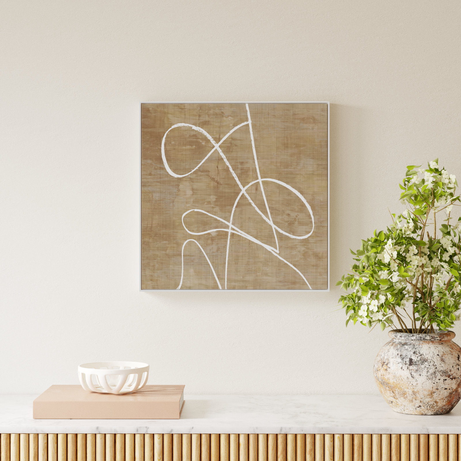 Catana "Swooping Lines" Print, 46.5" H x 46.5" W, White