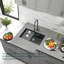 Évier de cuisine encastré en quartz noir de 84 cm (33 po), cuve unique en composite de granit, avec planche à découper, égouttoir enroulable, panier-filtre et grille de fond, profondeur de 22,7 cm (8,94 po), pour meuble de 91,4 cm (36 po).