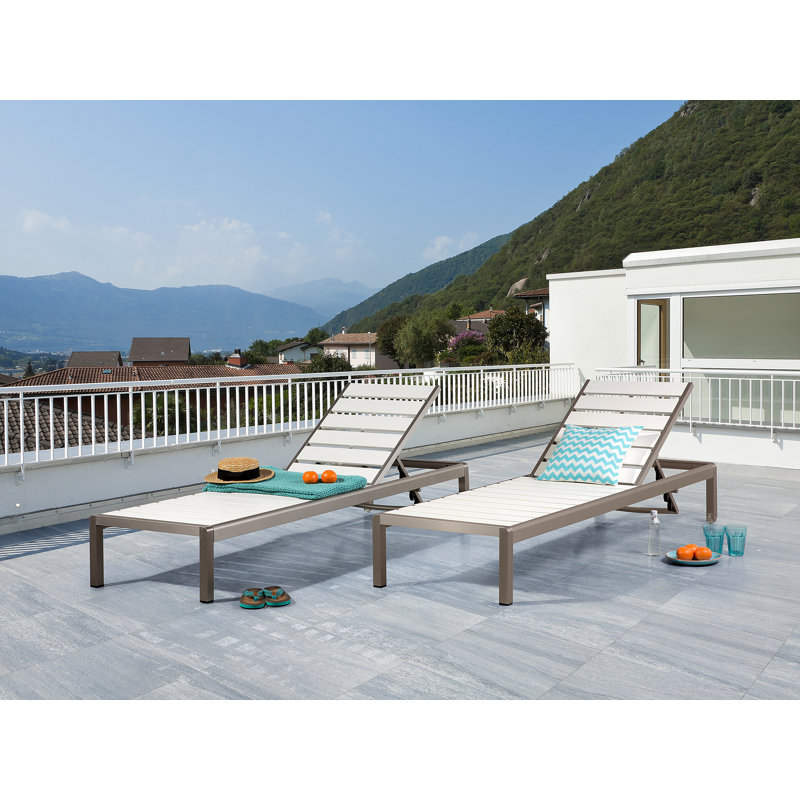198cm Long Reclining Single Chaise, Silver/White