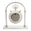 Roman Numeral Metal Mechanical Tabletop Clock in Silver-84442889