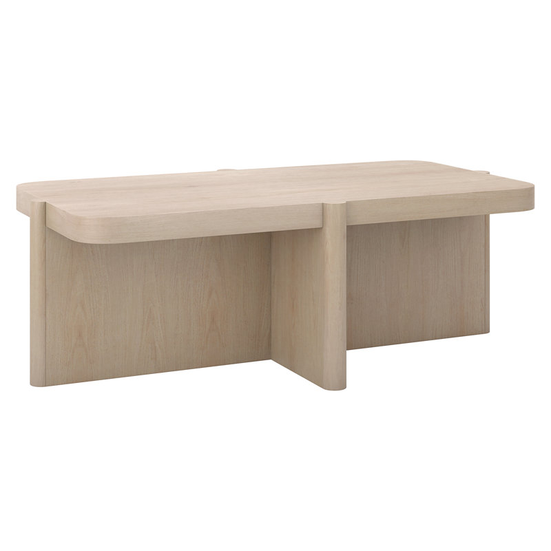 Laguna 45" Wide Rectangular Coffee Table in Alder White, Cream