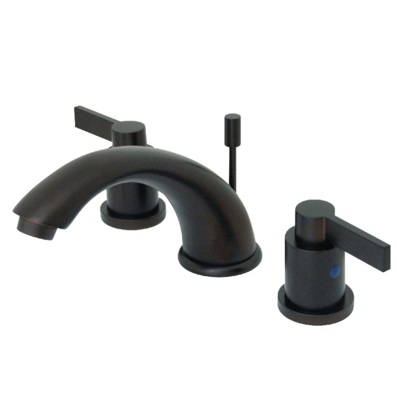 Kingston Brass NuvoFusion Two-Handle 3-Hole Deck Mount Widespread Bathroom Faucet with Retail Pop-Up Drain, Oil Rubbed Bronze