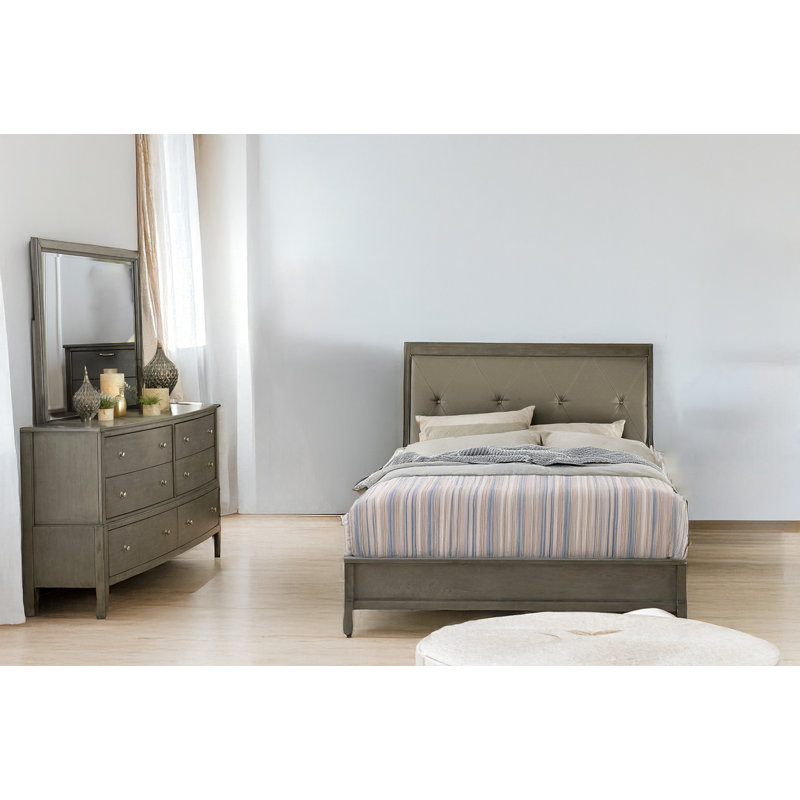 Ensemble de chambre à coucher tapissier Alessia, gris, Très grand