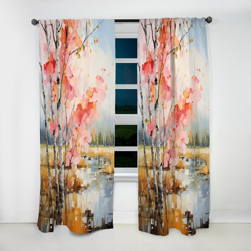 Birch Woods Spring Awakening V - Rideau arbre en bouleau - Rideau floral obscurcissant - 1 panneau, L 52 po x L 120 po