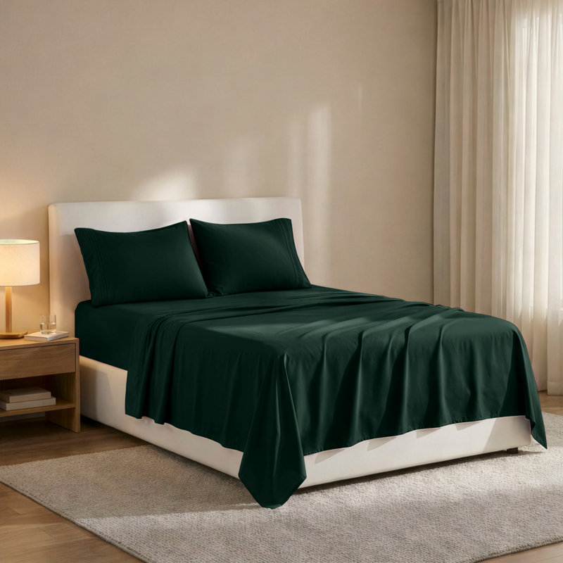 Lux Decor 4-Piece Ultra Soft Microfiber Sheet Set Deep Pocket Fitted Sheet, Wrinkle-Resistant & Easy Care Bedding