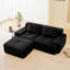 Canapé contemporain contemporain, canapé modulaire en forme de L 82 po avec velours côtelé, repose-pieds mobile, assise profonde-9005018