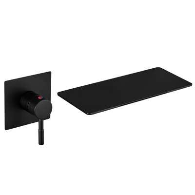 Matte Black Single Handle Wall Mount Spout Waterfall Bathroom Faucet