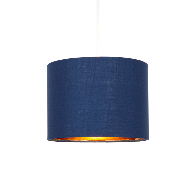 Contemporary Cotton Lamp/Light Shade with Shiny Paper Inner, Midnight blue, 15cm H x 20cm W x 20cm D