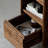 Modern Minimalist Walnut-Coloured Pine Sofa Side Table with Casters