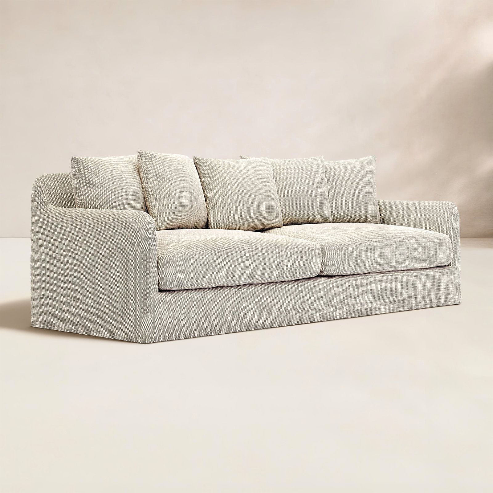 92'' Wide Wood Patio Sofa with Cushions, Faye Sand