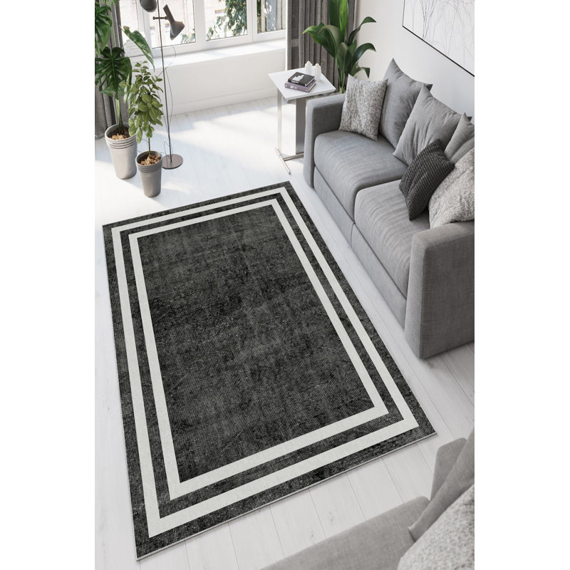 Premium Dark Grey Carpet (23.6 x 39.4 Inches), 100% Polyester, 650 g/m² | Antibacterial, Eco-Friendly, Non-Slip PVC Dot Underside | Machine Washable, Durable, Ideal for Home & Office Spaces