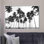 Art sur toile 3D de palmiers noirs et blancs - Cadeau de décoration murale moderne fait à la main pour lui