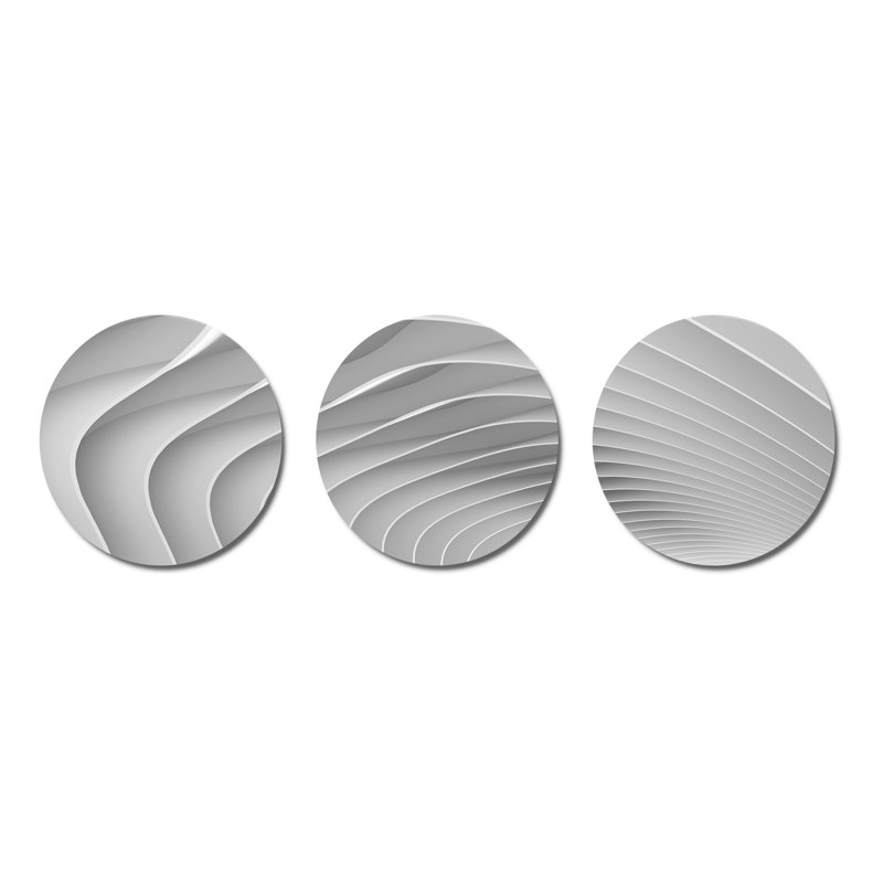 Ensemble de 3 décorations murales vagues 3D fractales volumineuses