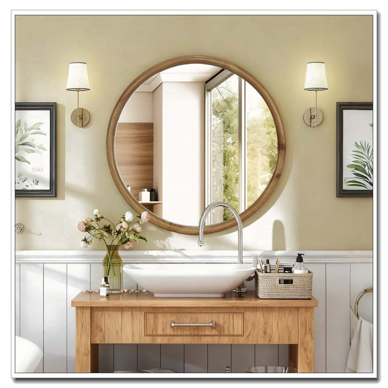 Miroir mural en bois naturel 23,62 po Rund