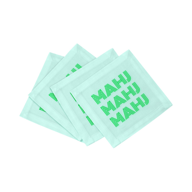 Mahj Mahj Mahj Mahjong Cotton Sateen Cocktail Napkins, Green