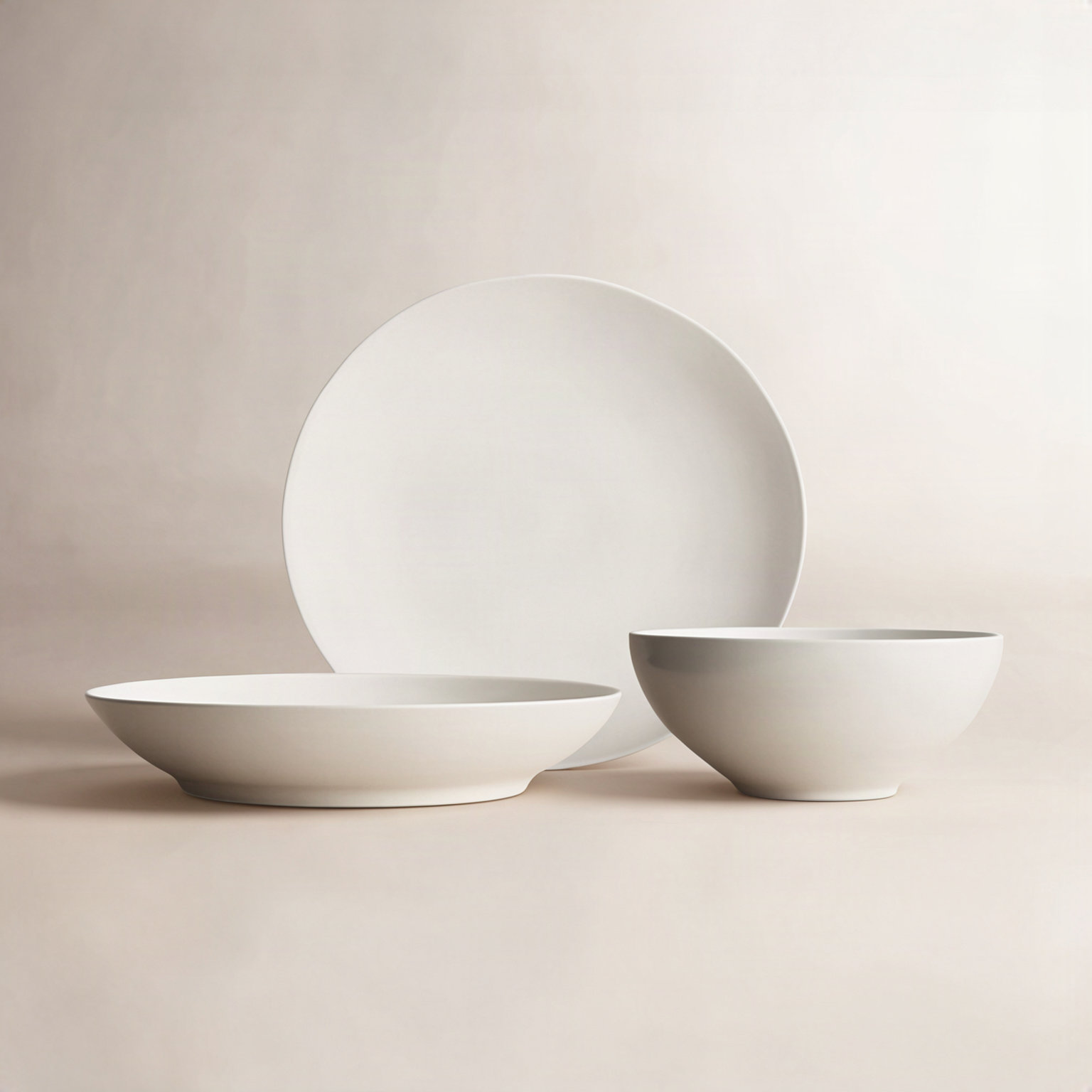 3-Piece Ceramic Serving Set, Beige