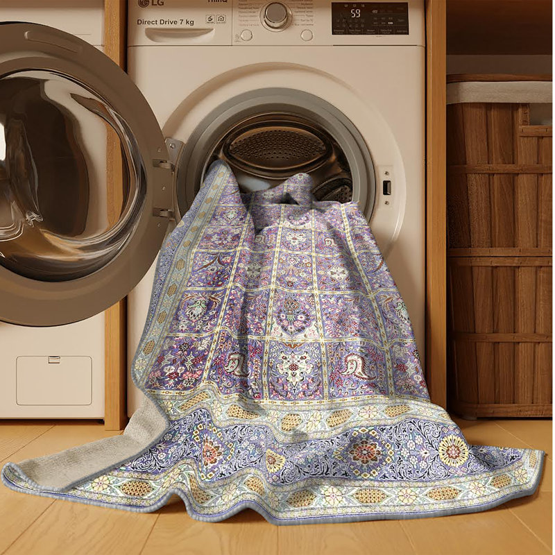 Tapis traditionnel 100% lavable à la machine 4678, Rectangle 6 pi x 9 pi