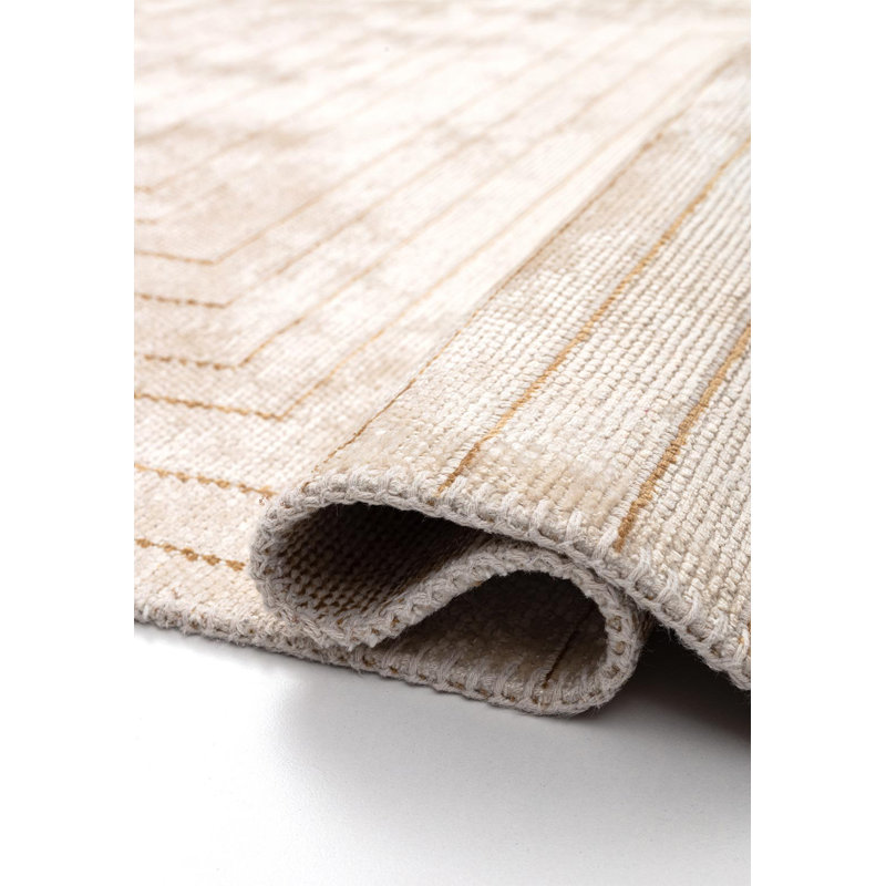 Rimmert Geometric Hand Loom Indoor / Outdoor Area Rug, Rectangle 5'3" x 7'7"