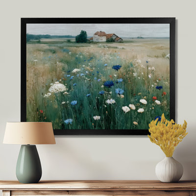«Farmhouse In The English Meadows», art mural encadré campagne