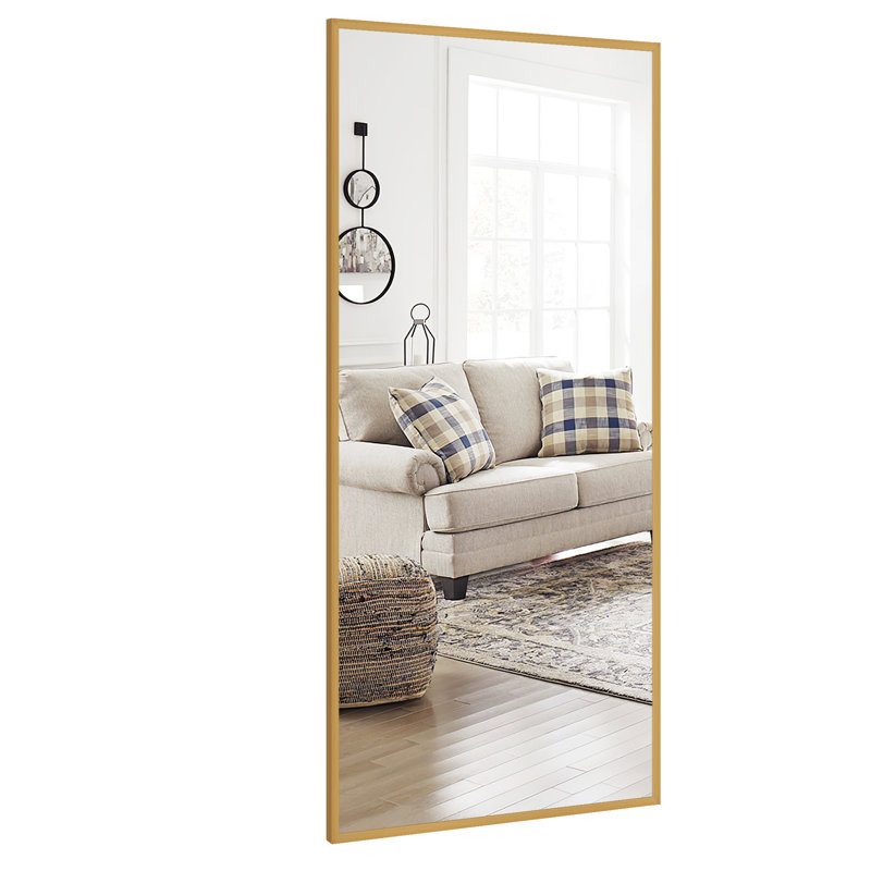 Talma Wood Flat Mirror, 71" H x 24" W, Gold