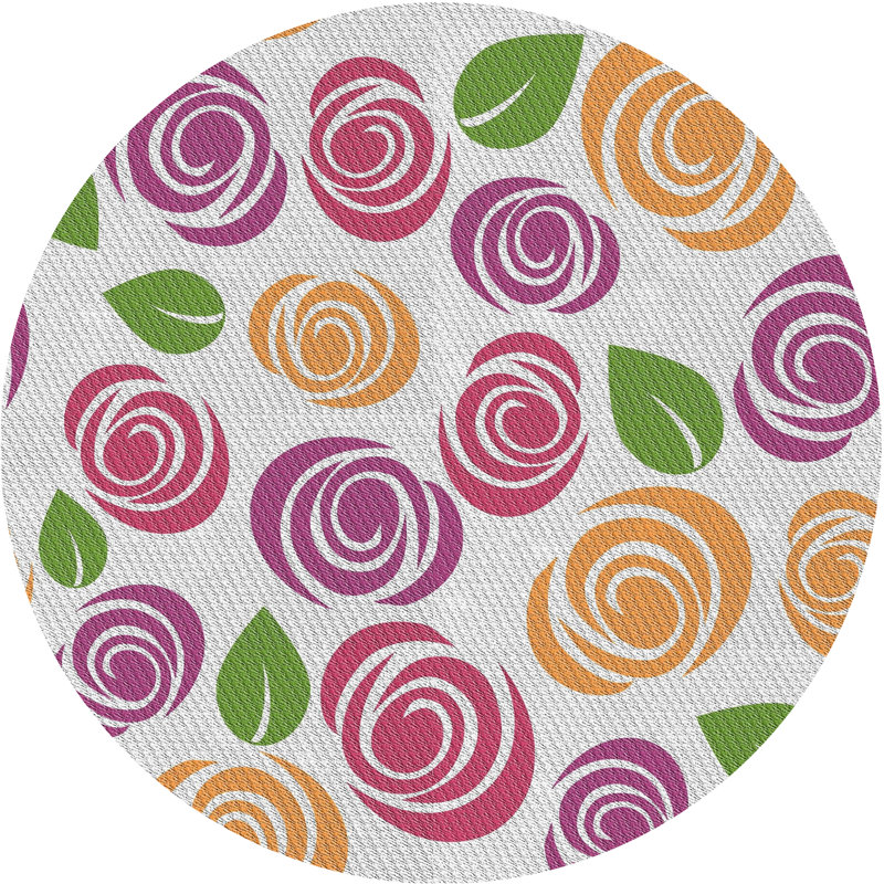 Tapis mauve à motif floral Yusha, Rond 5 pi