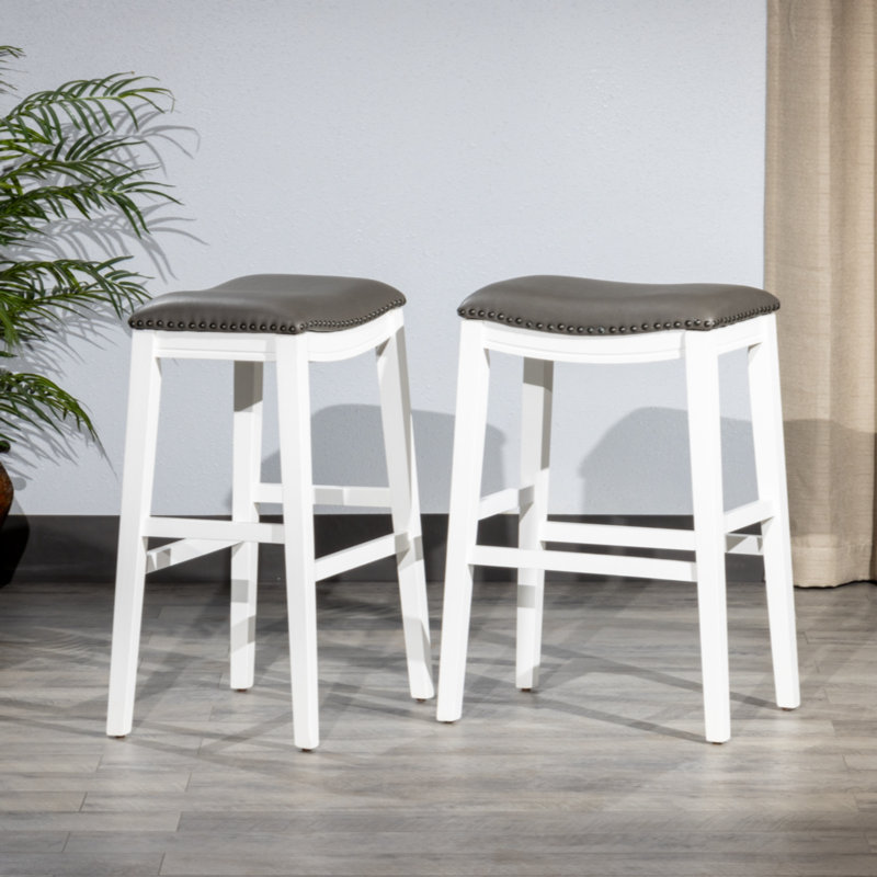 Raimundo Upholstered Counter Stool, White, Counter Stool (25" Seat Height)
