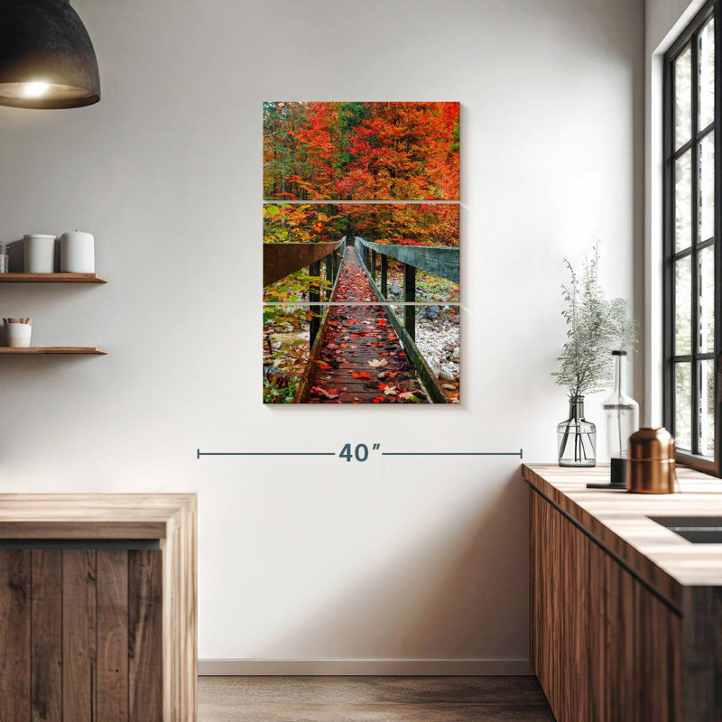 Lilie Narrow Autumn Footbridge, 38" H x 24" W