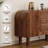 71'' Wood Fluted Sideboard 4 Door Accent Cabinet With Curved Edge-1172269218