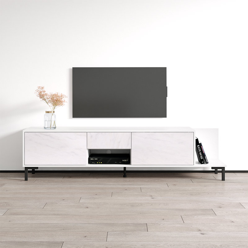 Istina 76.8" Modern TV Stand with Matte Finish, White