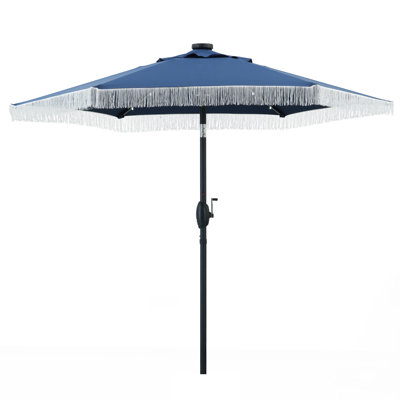 Oshiro 90'' Lighted Market Umbrella with Crank Lift