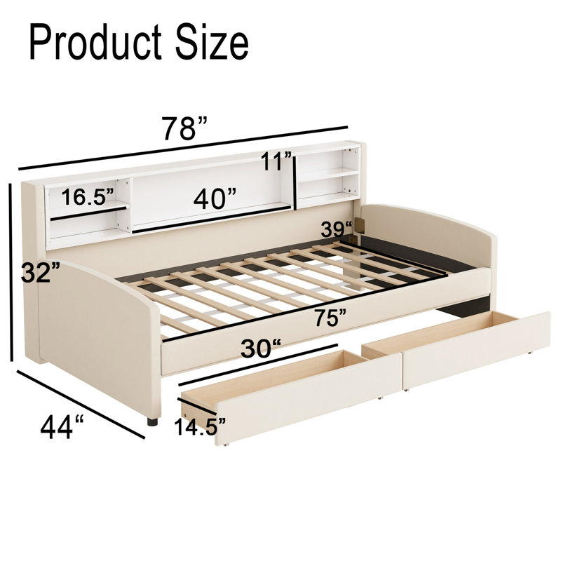 Twin Size Upholstered Daybed With Storage