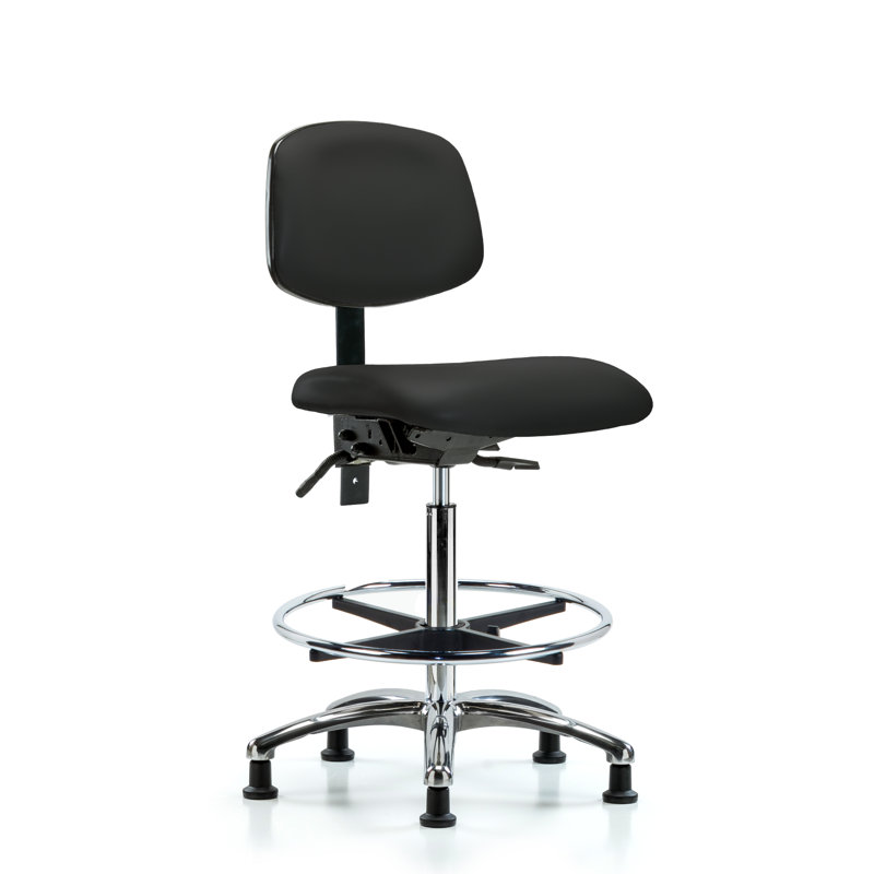 Vivienne Vinyl Drafting Chair, Black, Glides, Not Included