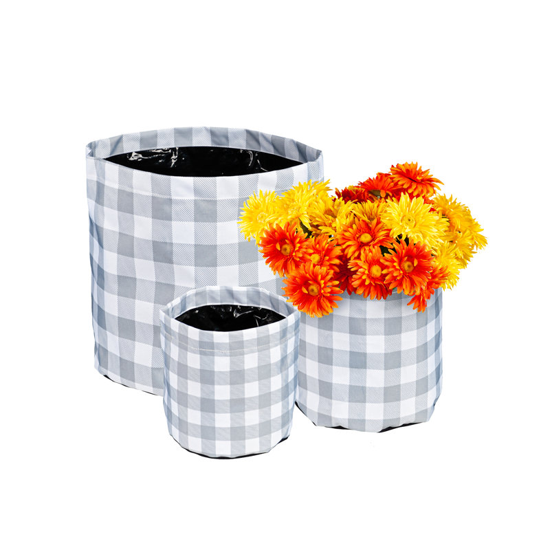 Ensemble de cache-pots en plastique 3 pièces, gris