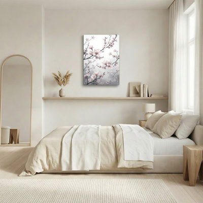 Art mural sur toile, branches de magnolia rose pâle et branches foncées