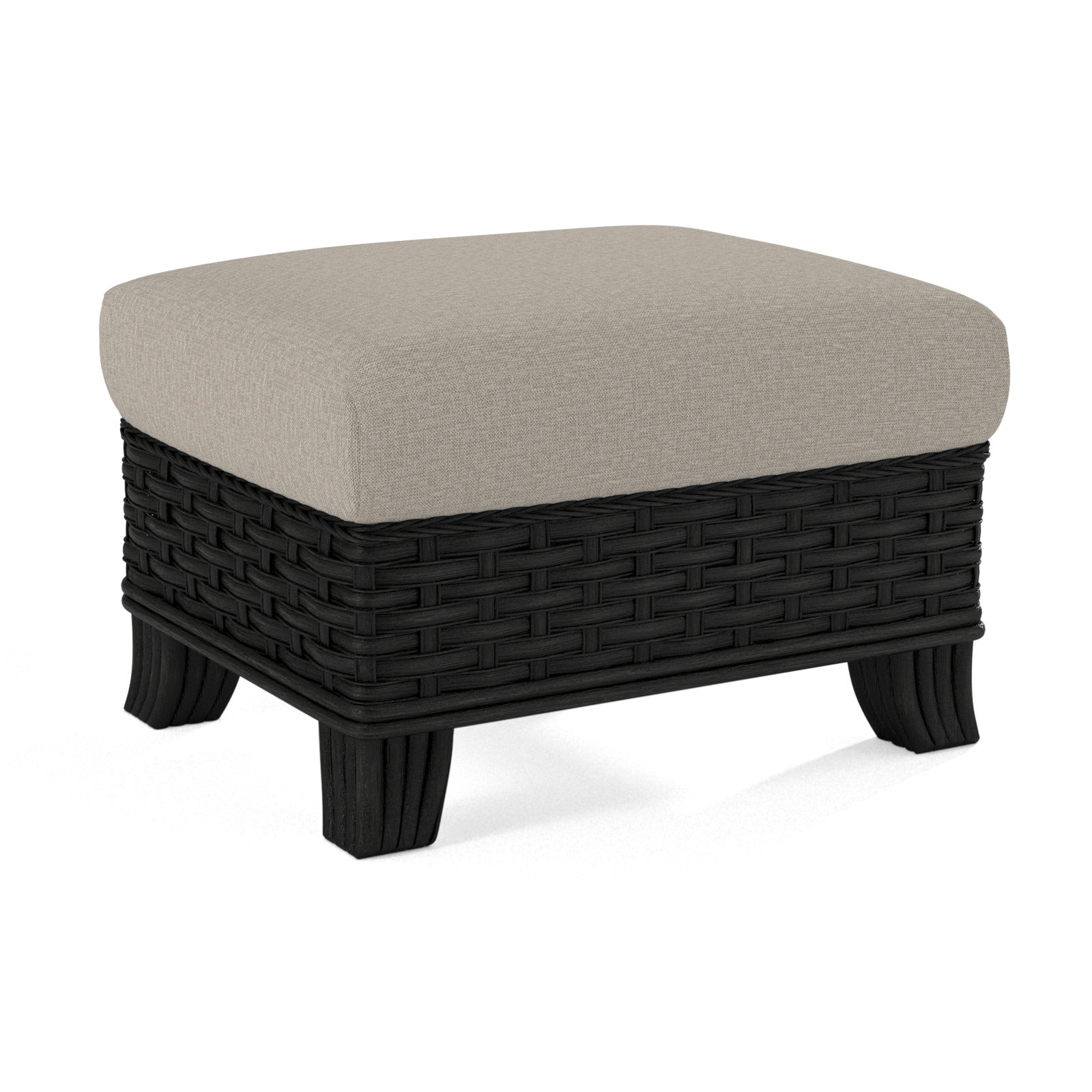 Somerset Upholstered Ottoman, Black, Beige Performance Fabric