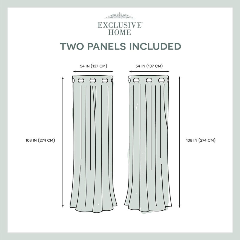 Semi Sheer Curtain Pair, 54" W x 108" L, Black Pearl