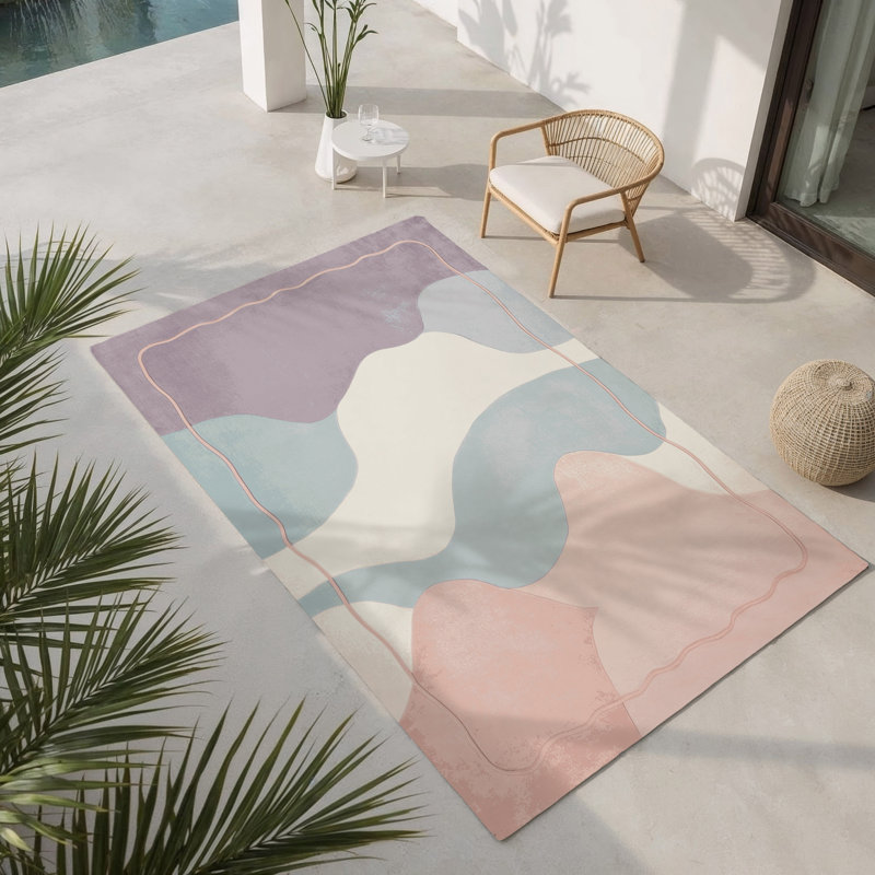 Tapis intérieur et extérieur Ethereal Waters, Rectangulaire 8 pi x 10 pi